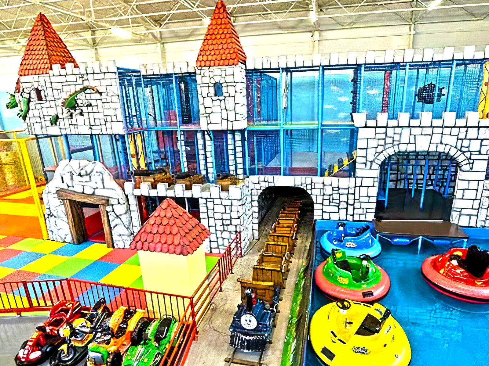 Multilevel indoor playground labyrinth in Europe with other equipment