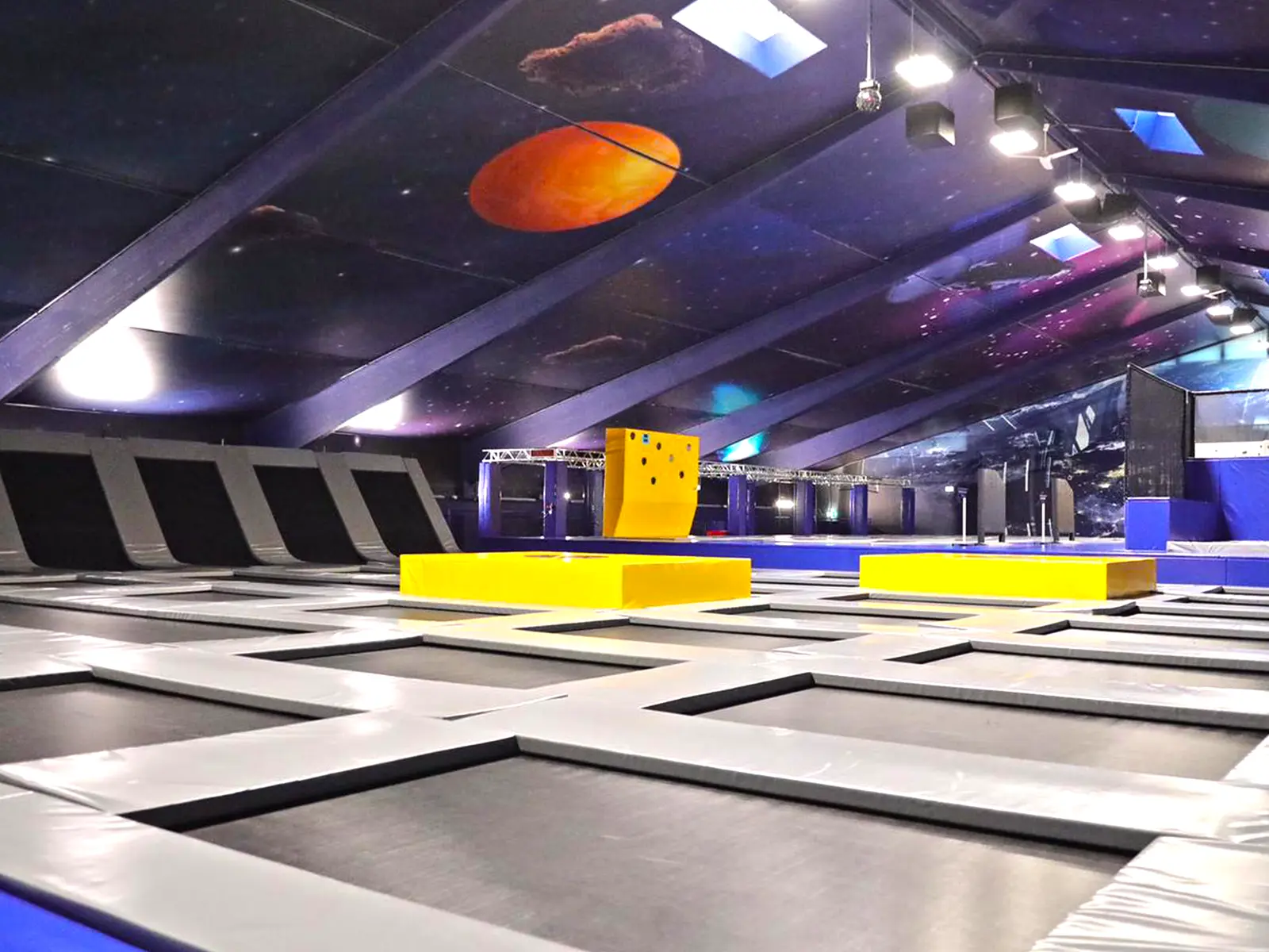 Large trampoline hall in Germany with professional jumping nets
